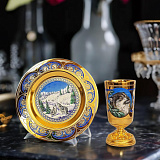Винная чарка с блюдцем "Волк". Златоуст