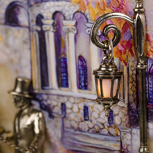 Бронзовая картина "Вечерняя прогулка. Ессентуки" с подсветкой
