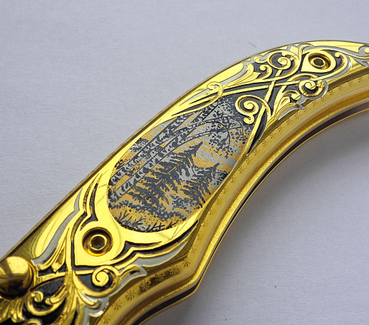 Нож складной дамасский "Медведь" № 2